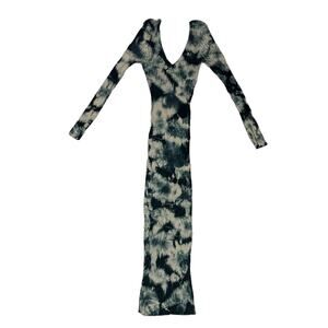 Unbranded | NWT Black & Nude Long Sleeve Ribbed Bodycon Long Slay Bleach Dress